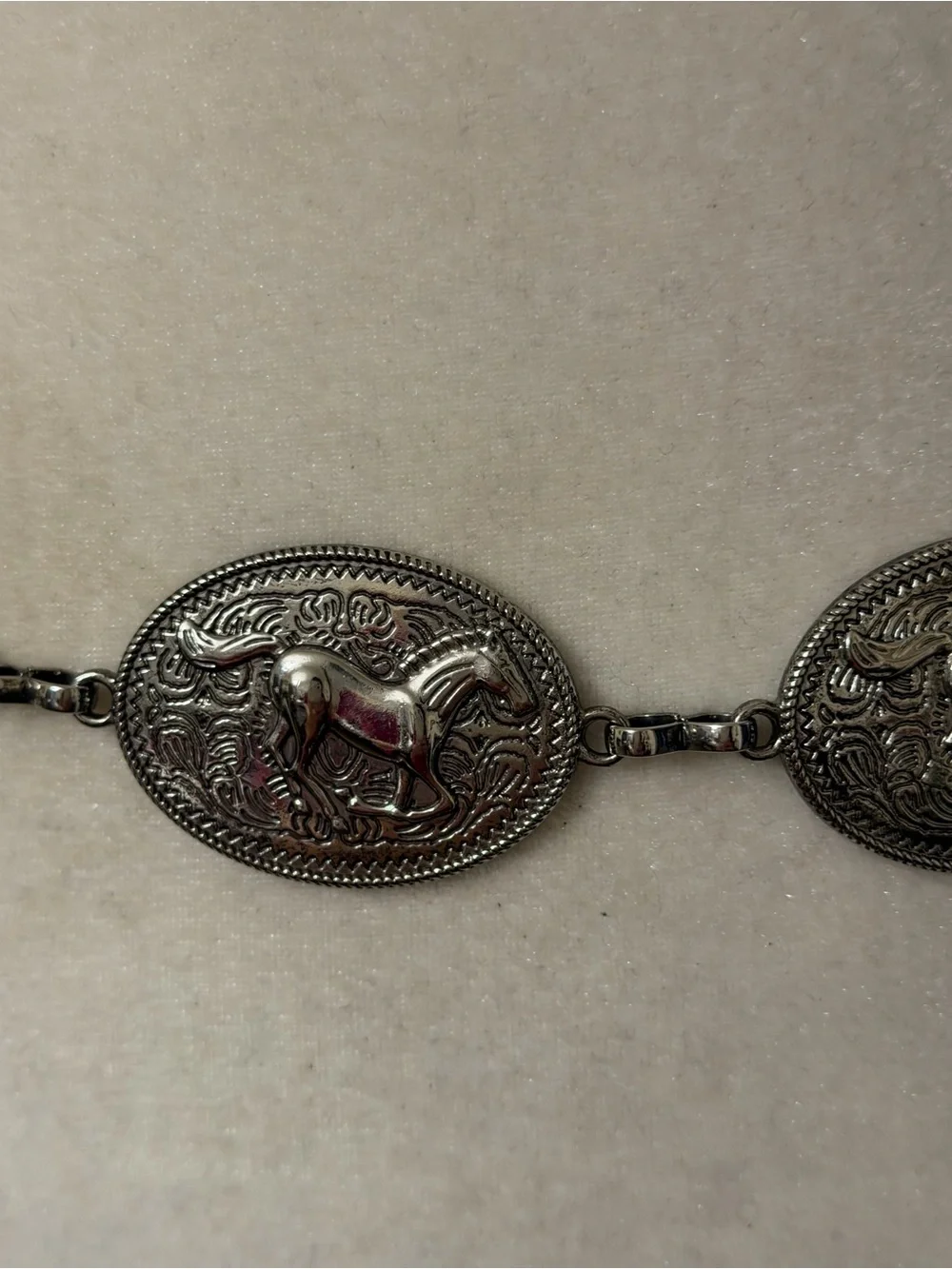 Haute Hippie Silver Oval Horse Concho Chain Belt Western Statement NWT OS